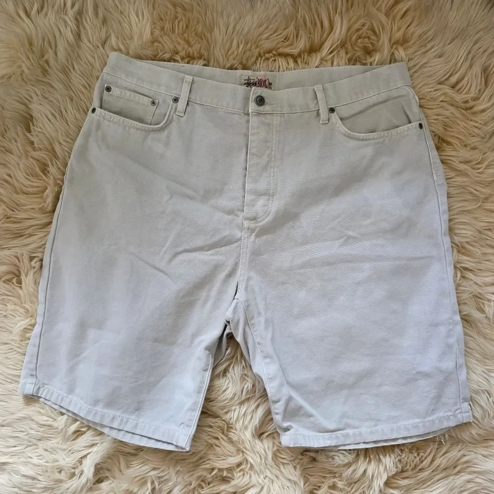 Stussy Big Ol Jeans Creme Jean Shorts Size 38